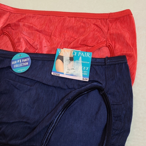 2pk Vanity Fair Illumination Smooth Microfiber Hi-cut Brief Panties Size M - Picture 2 of 5
